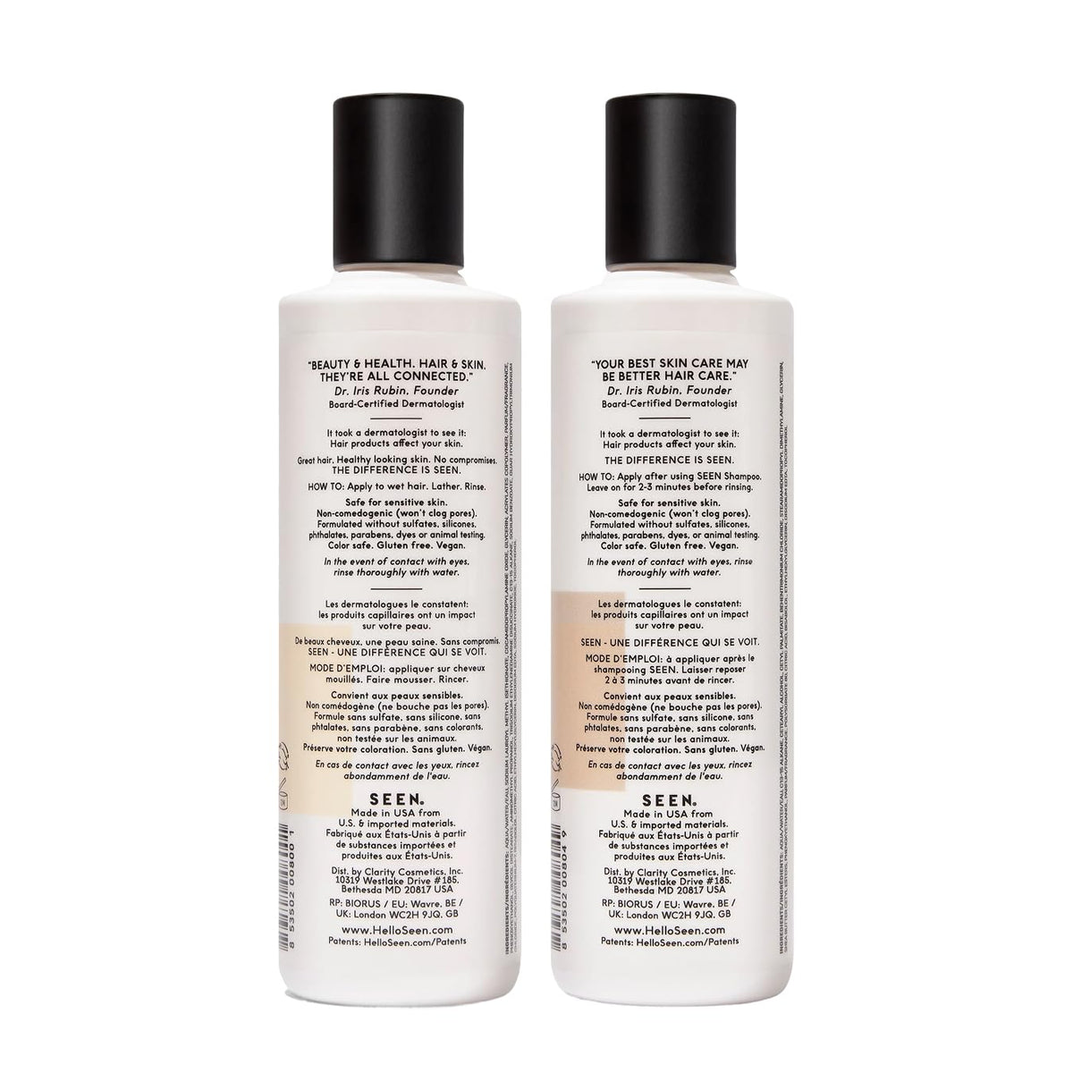 SEEN shampoo pump producing gentle lather for effective, non-stripping cleansing