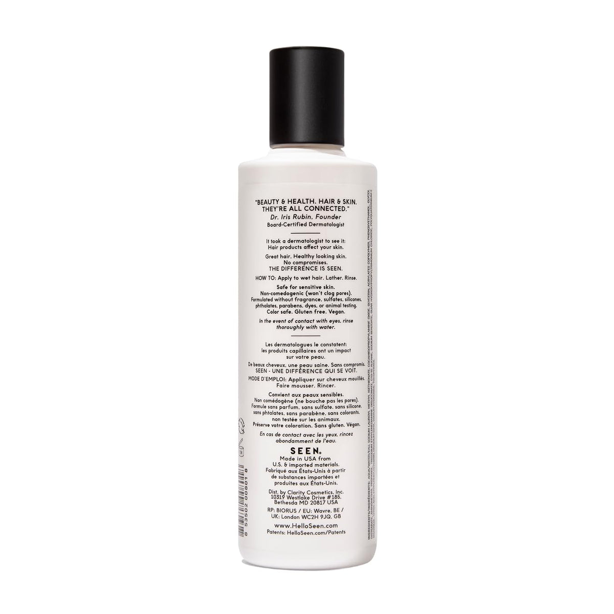 SEEN shampoo creamy foam texture close-up demonstrating mild lather for sensitive scalps