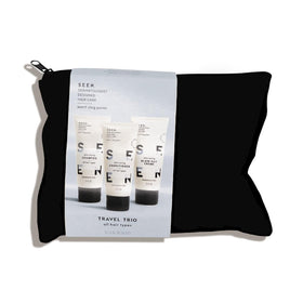 SEEN travel trio front packaging showing clean, fragrance-free kit benefits