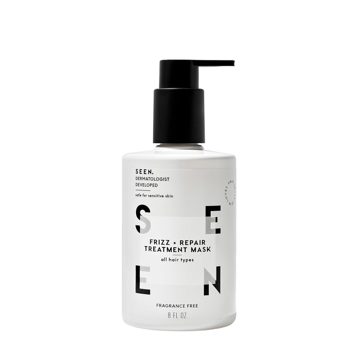 SEEN treatment mask front jar showing clean packaging and fragrance-free benefit