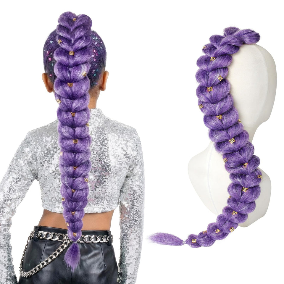 SEIKEA front packaging showing pre-braided purple ponytail, immediate costume-ready benefit