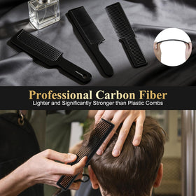 SEIMEIKEN carbon fiber rat-tail comb close-up for precise sectioning