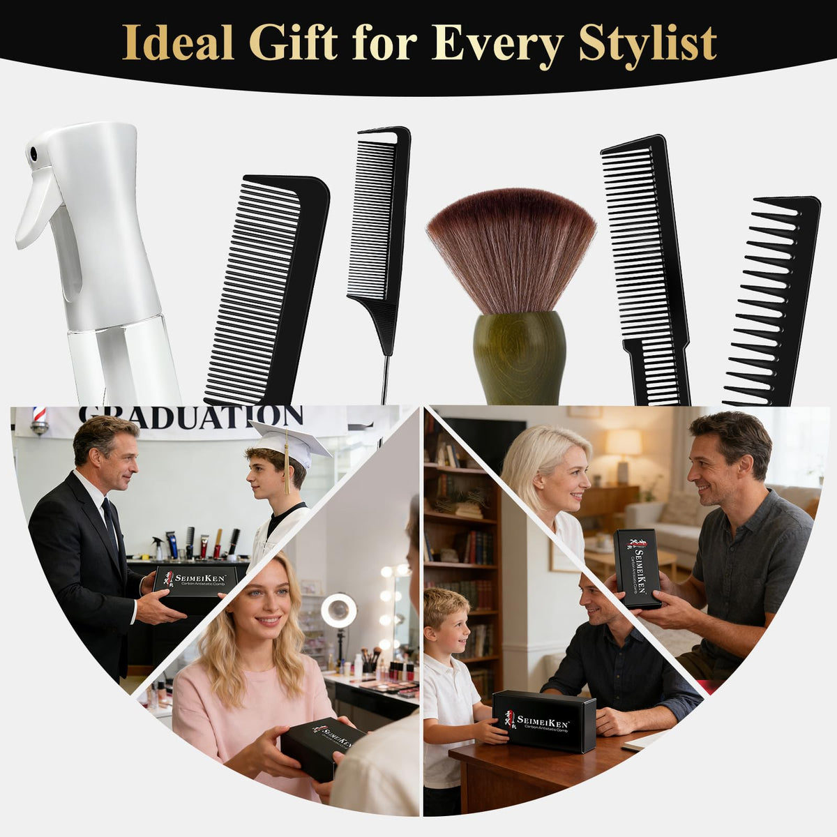 SEIMEIKEN set used in home haircut setup for professional results