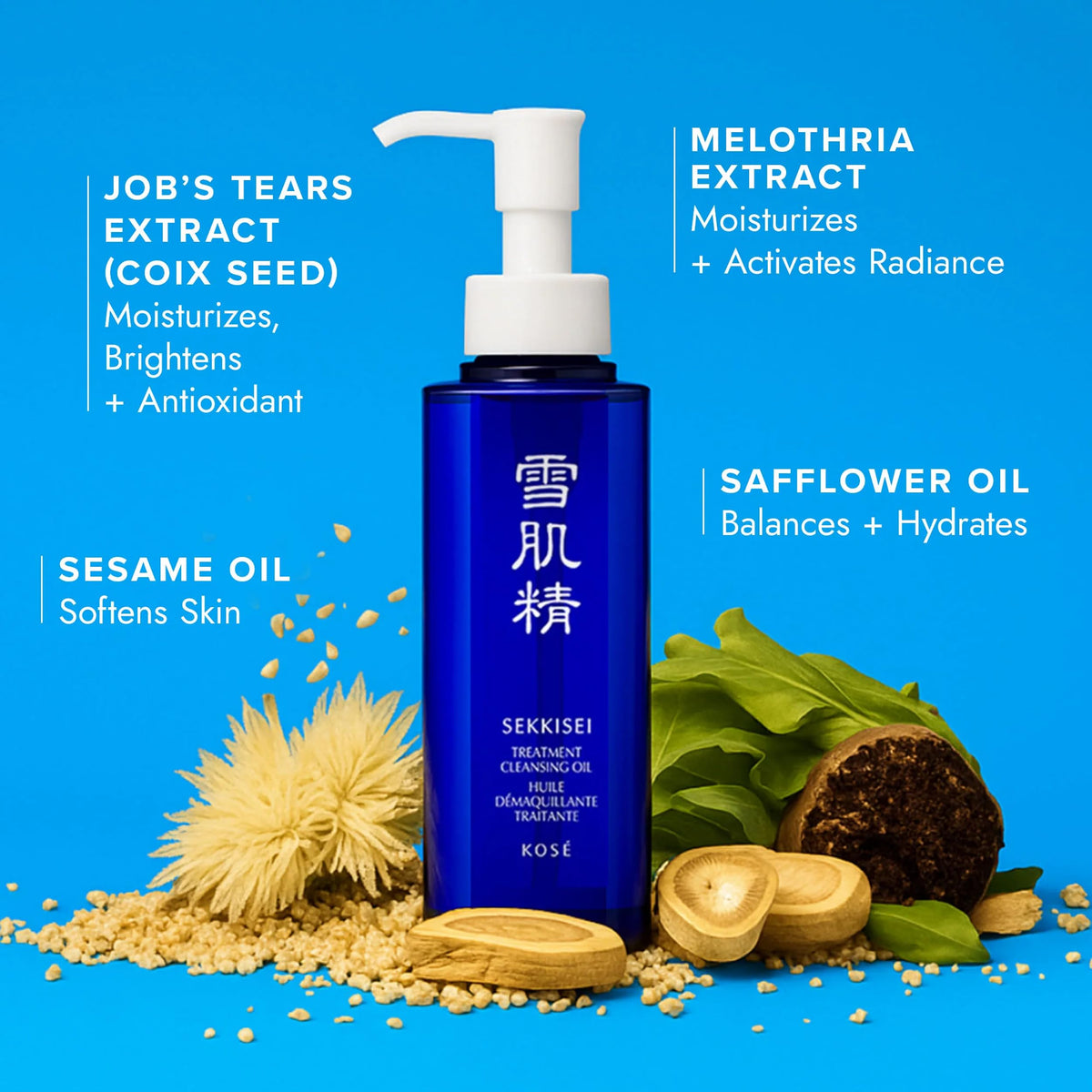 SEKKISEI cleansing oil texture drop highlighting silky feel and spreadability