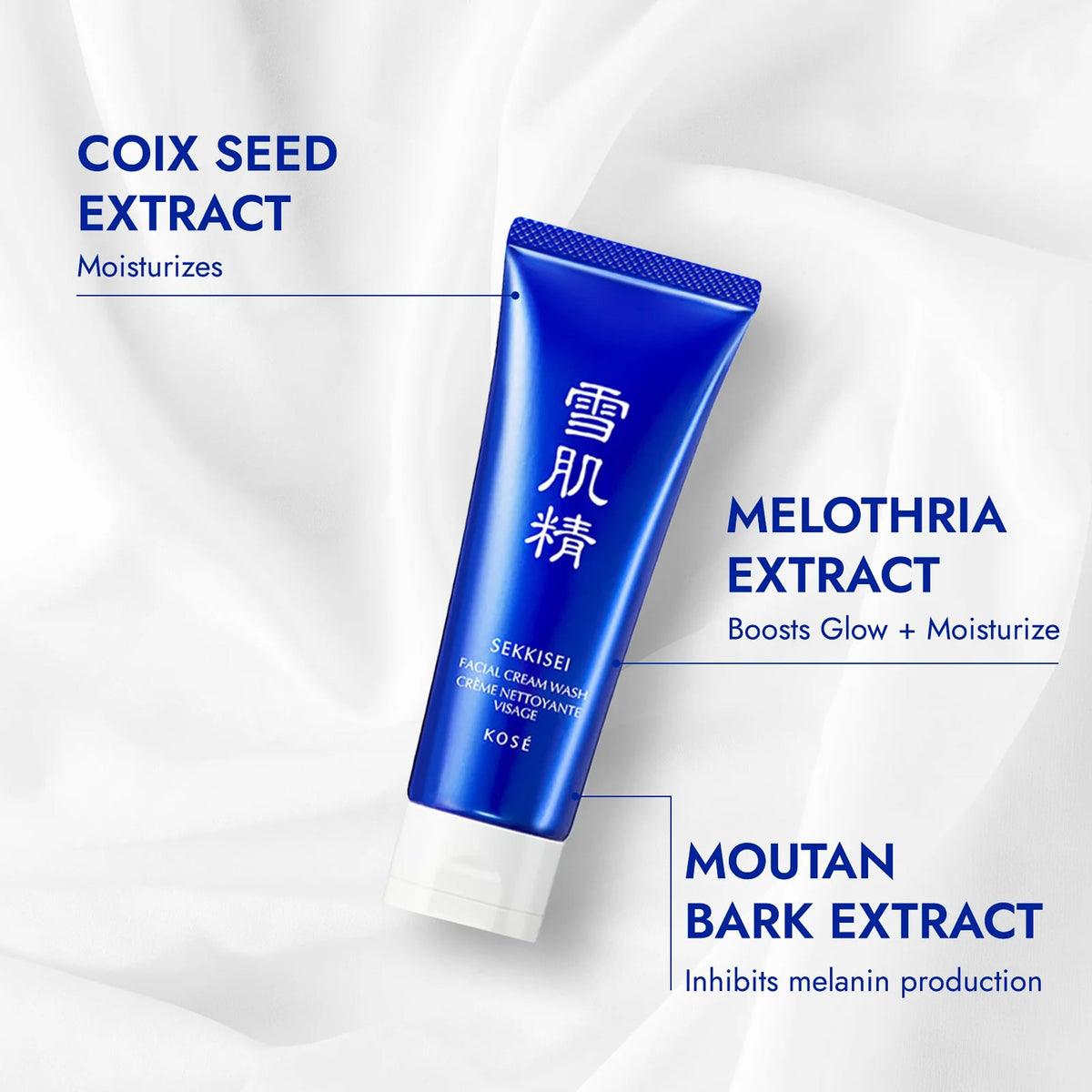 SEKKISEI foam dispensed into hand demonstrating easy lather and mildness