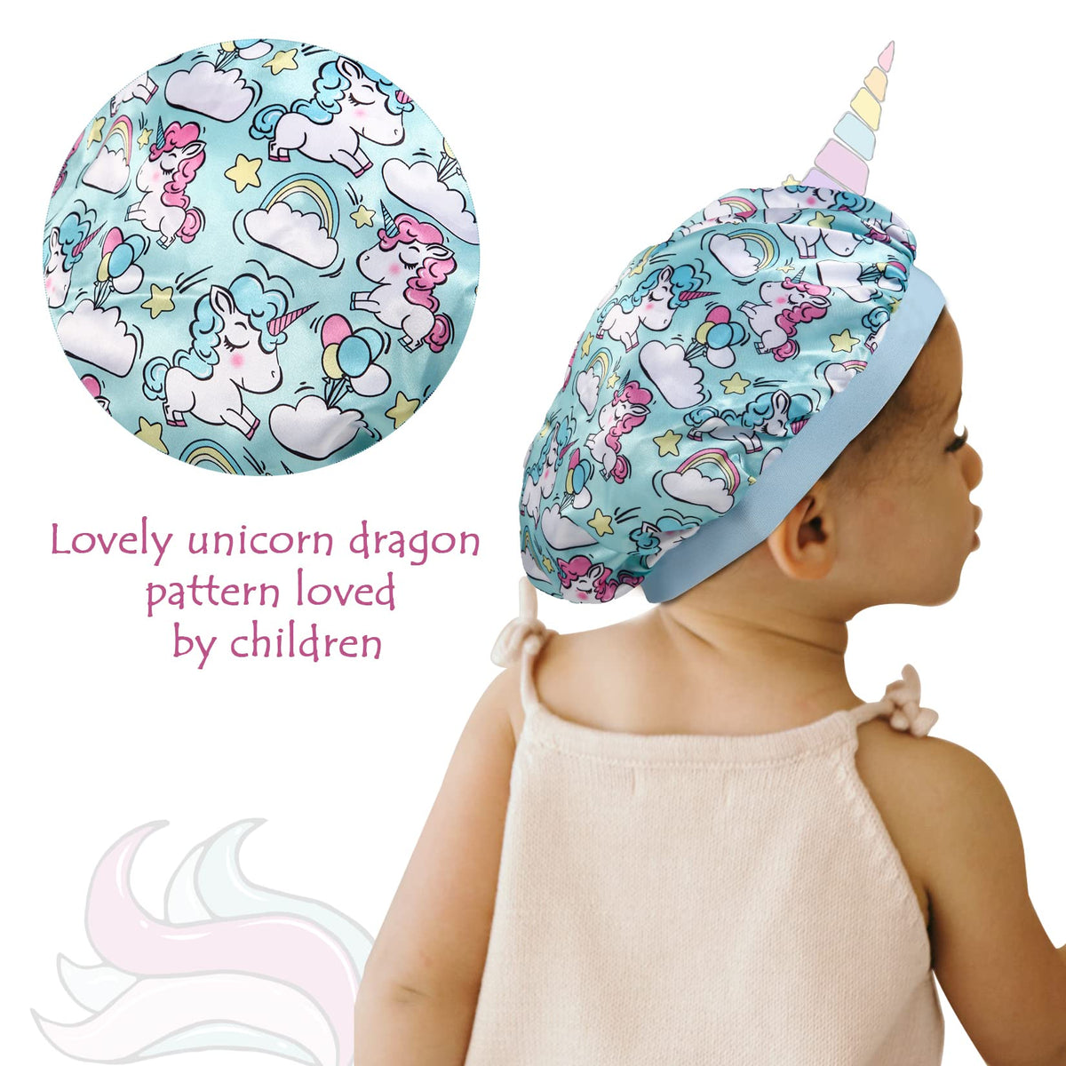 Selalu close-up satin texture of bonnet fabric, gentle on curls and reduces friction