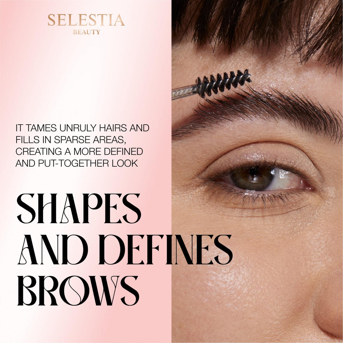 SELESTIA BEAUTY before and after brows showing natural defined hold