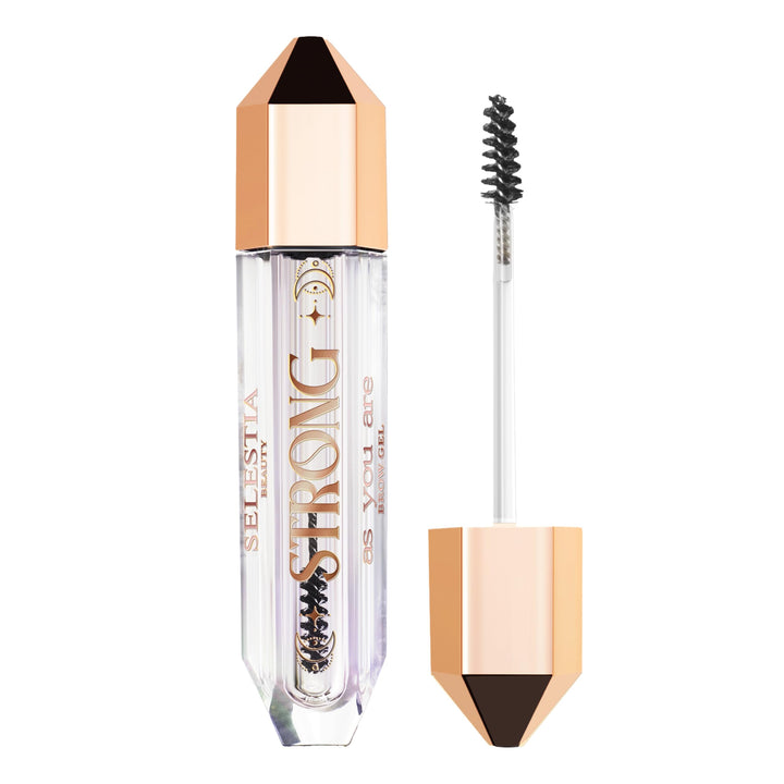 SELESTIA BEAUTY front tube showing clear brow gel for all-day hold