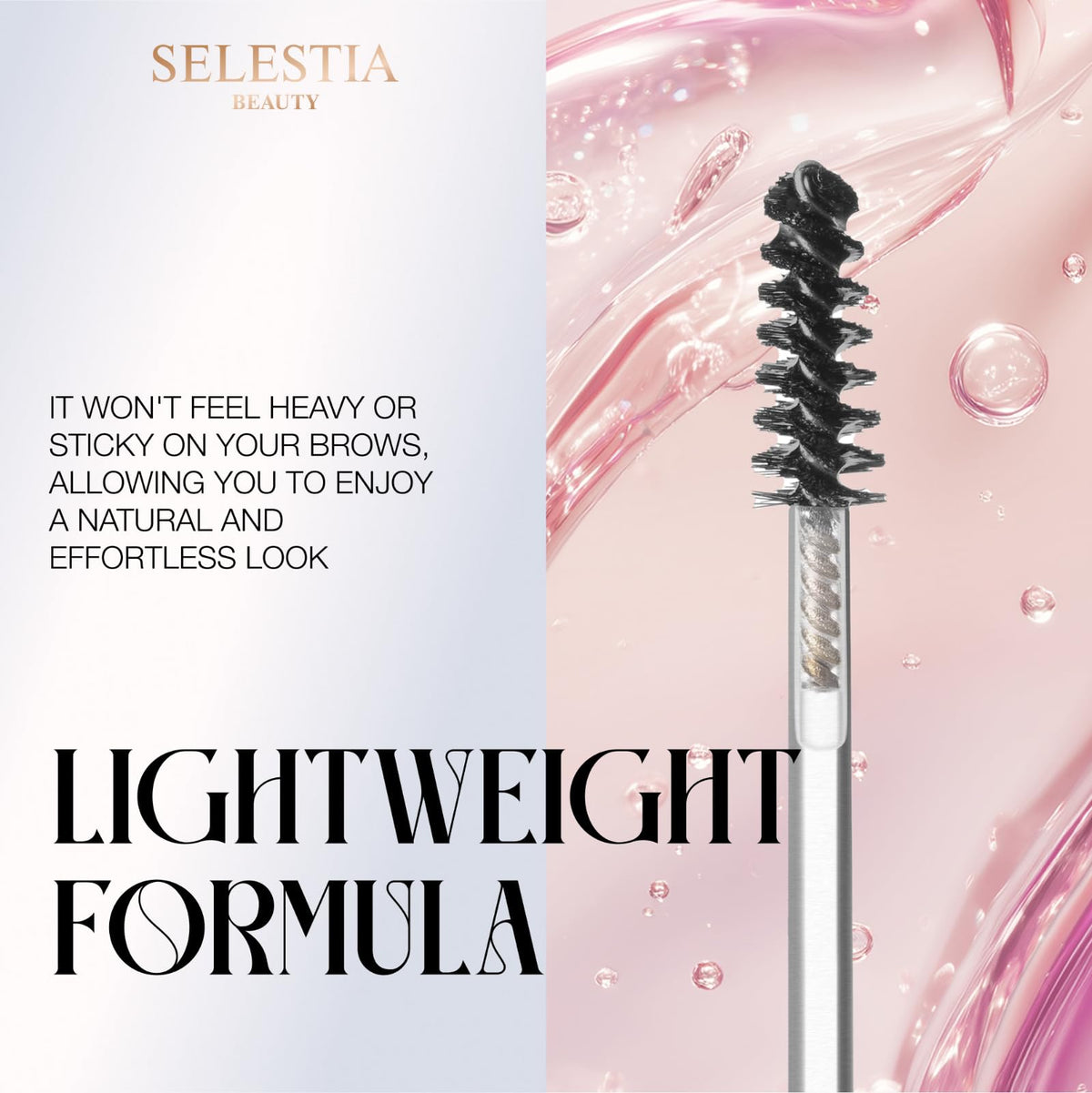 SELESTIA BEAUTY clear gel texture on skin demonstrating lightweight finish