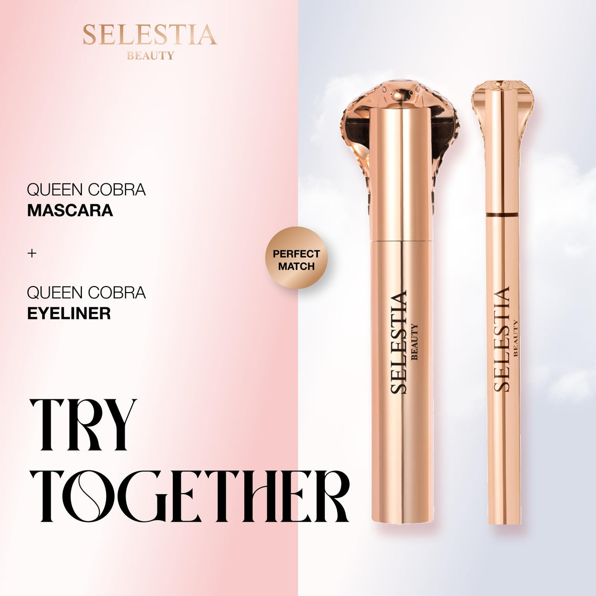 SELESTIA BEAUTY open-cap detail showing tapered applicator for effortless strokes