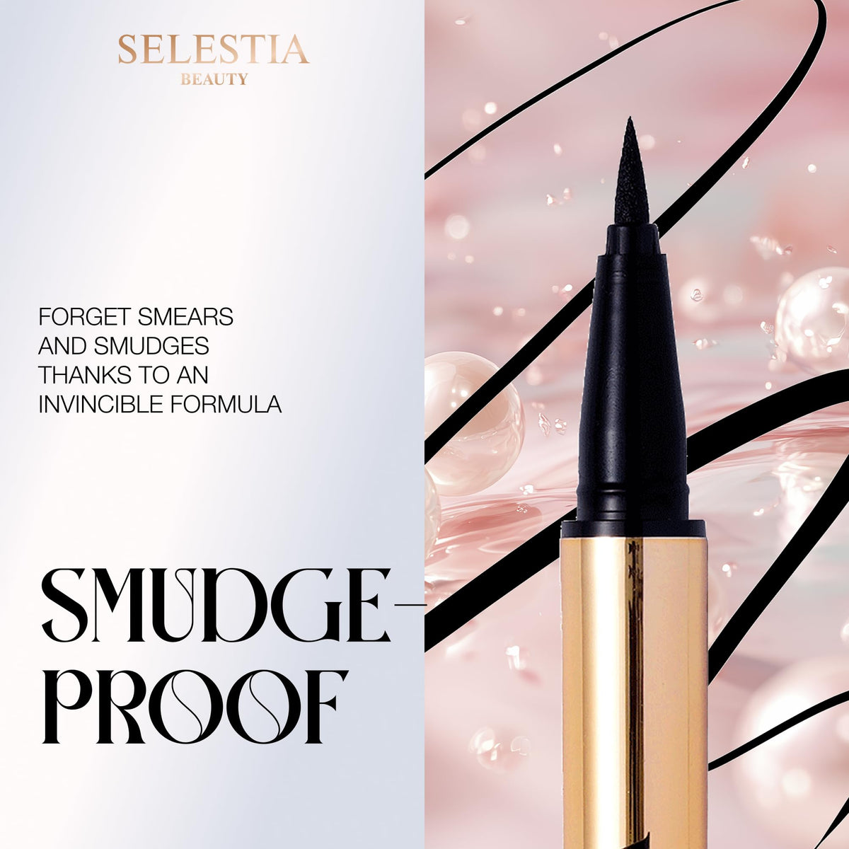 SELESTIA BEAUTY pigment swipe showing rich black payoff and smooth texture