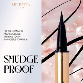 SELESTIA BEAUTY pigment swipe showing rich black payoff and smooth texture