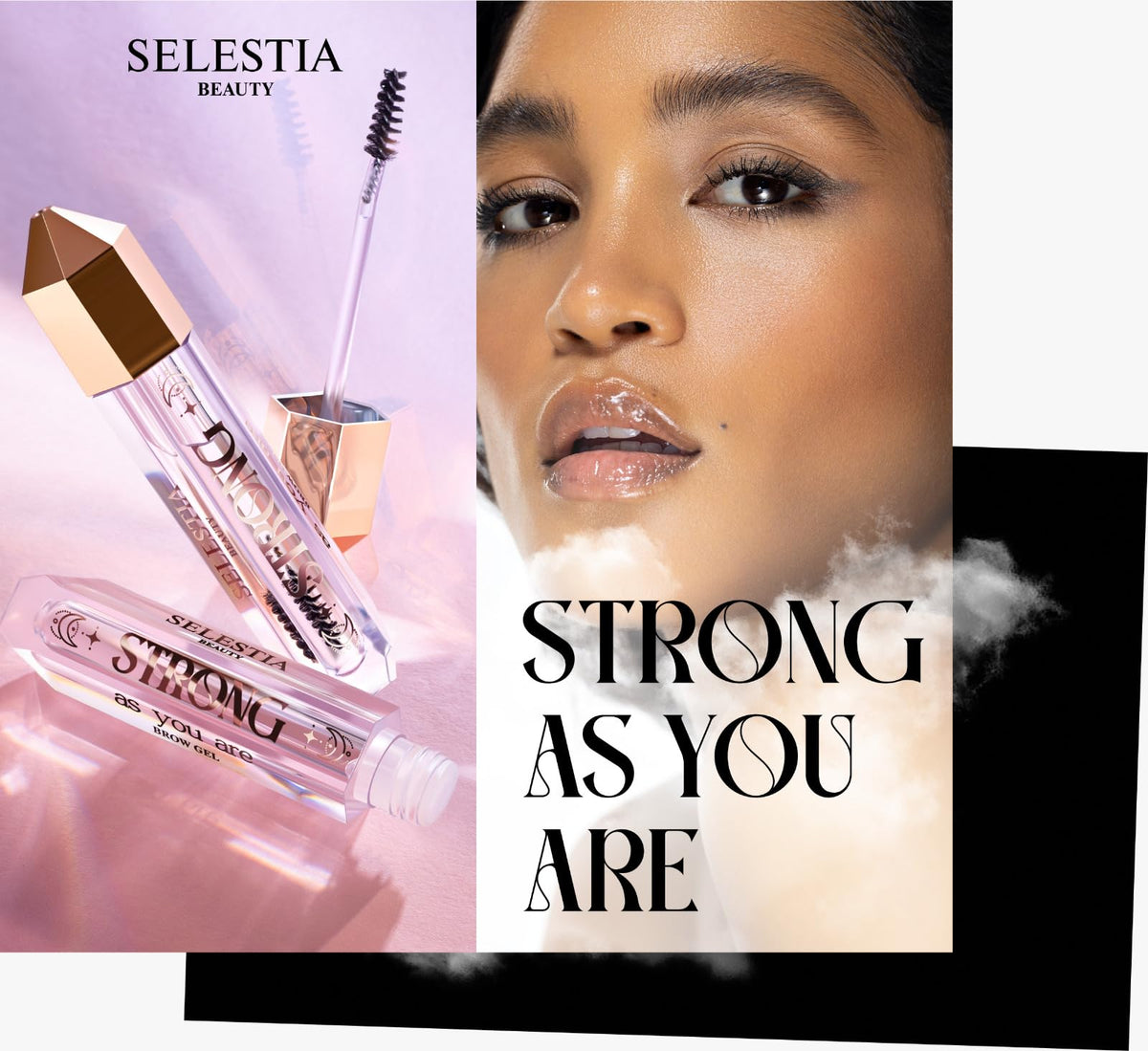 SELESTIA BEAUTY tube beside fingers conveying compact travel-friendly size