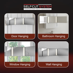 Self-Cut System showing rear-angle reflection to check back of head with confidence