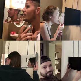 SELF FIND mirror hung in bathroom illustrating quick setup and grooming convenience