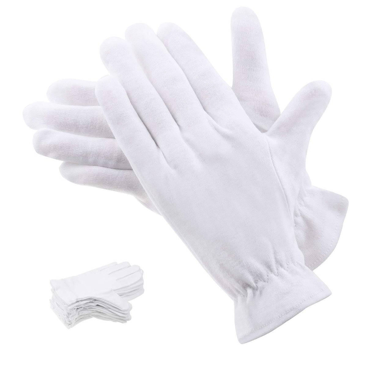 selizo front pack of white cotton gloves showing quantity and clean design
