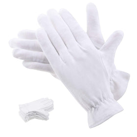 selizo front pack of white cotton gloves showing quantity and clean design