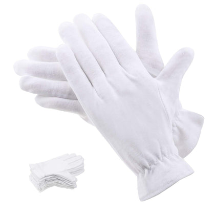 selizo front pack of white cotton gloves showing quantity and clean design