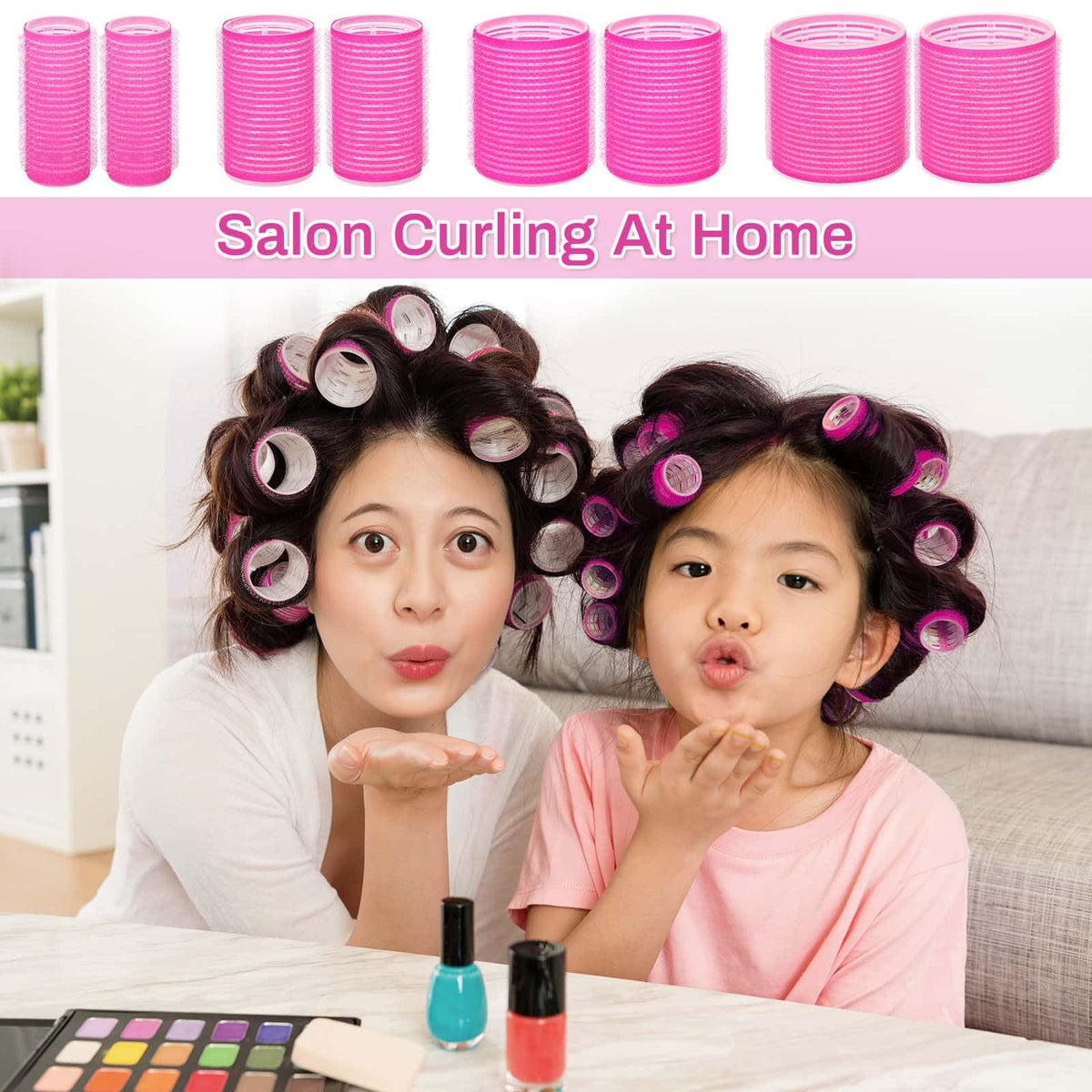 selizo detailed closeup of the four roller sizes to choose curl types
