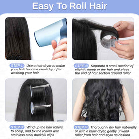 selizo rollers in hair while using blow dryer to set volume