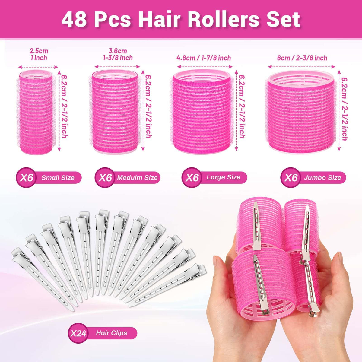 selizo rollers and 24 clips unpacked demonstrating included accessories benefit