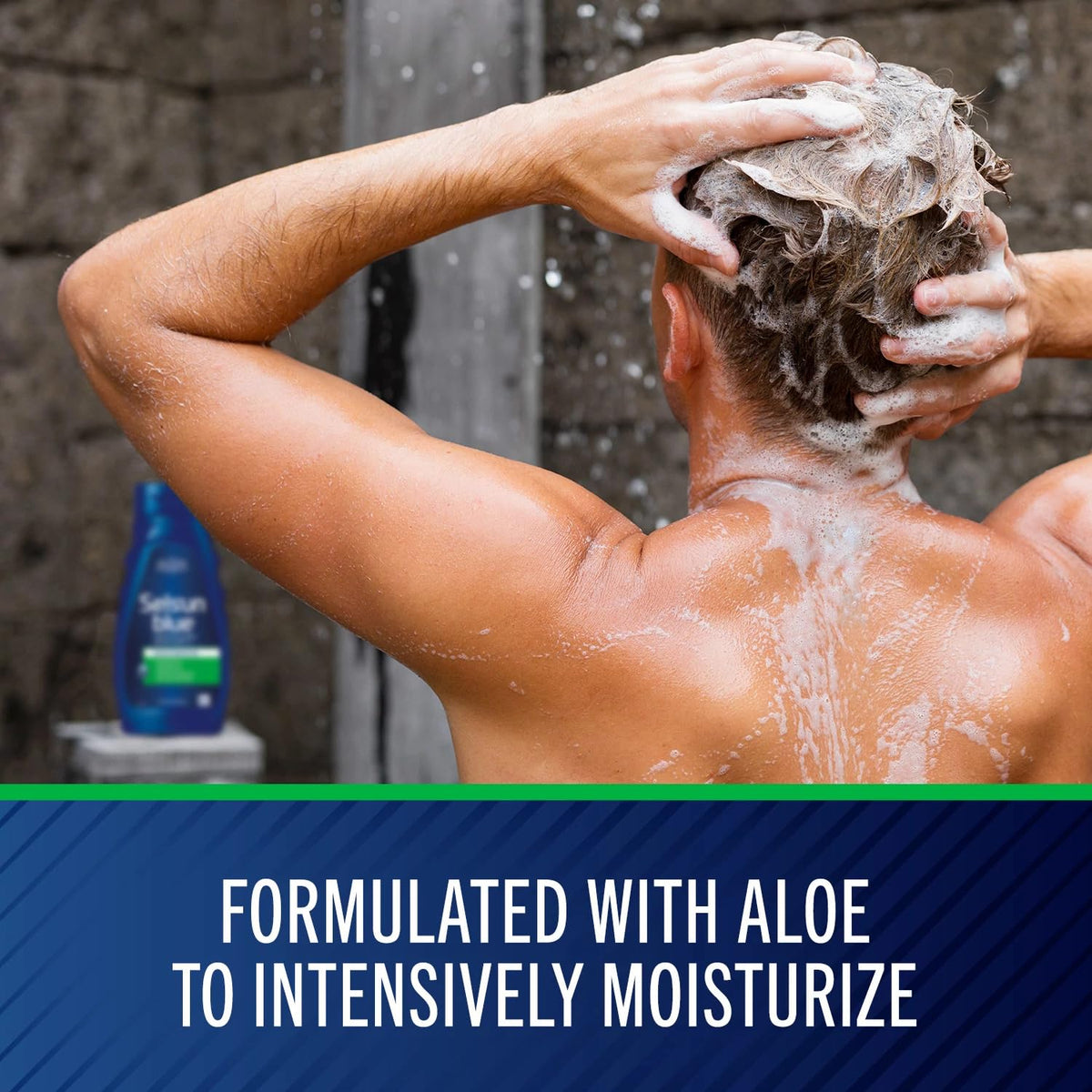 Selsun Blue shampoo texture pouring to show smooth lather and moisturizing feel