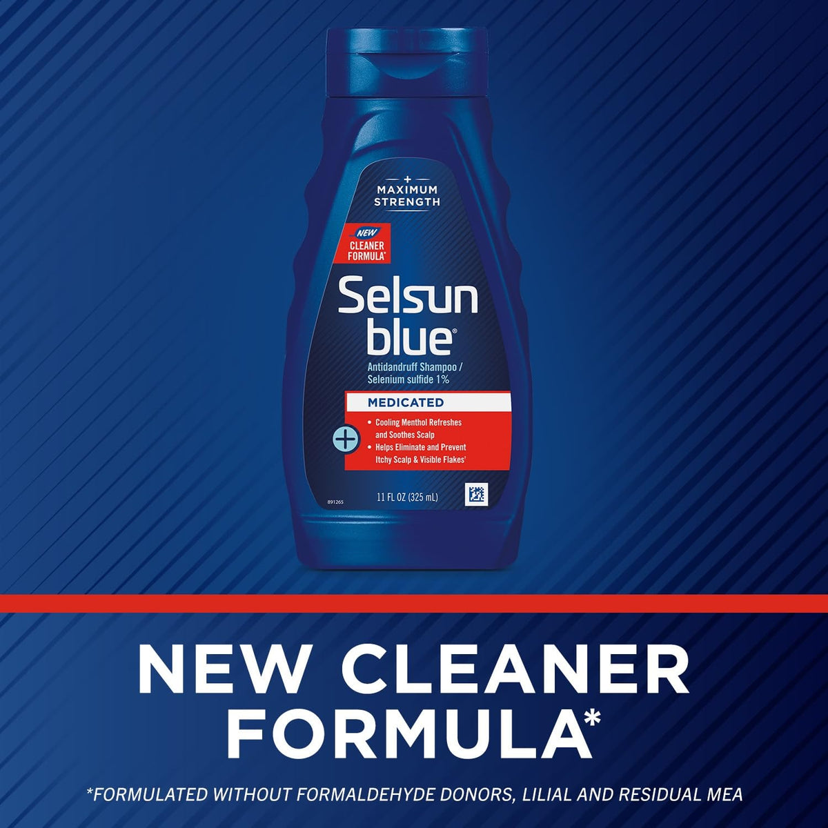 Selsun Blue bottle close-up highlighting cap and dispensing for easy application benefit