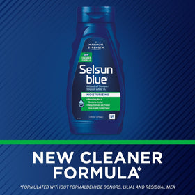 Selsun Blue bottle texture and nozzle close-up showing easy dispensing and control
