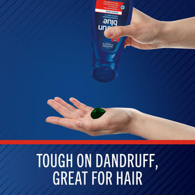 Selsun Blue shampoo foam texture demonstrating quick-lather for effective deep cleaning