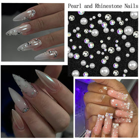 SEMATA tweezers and pickup pen shown placing a gem for precise nail application