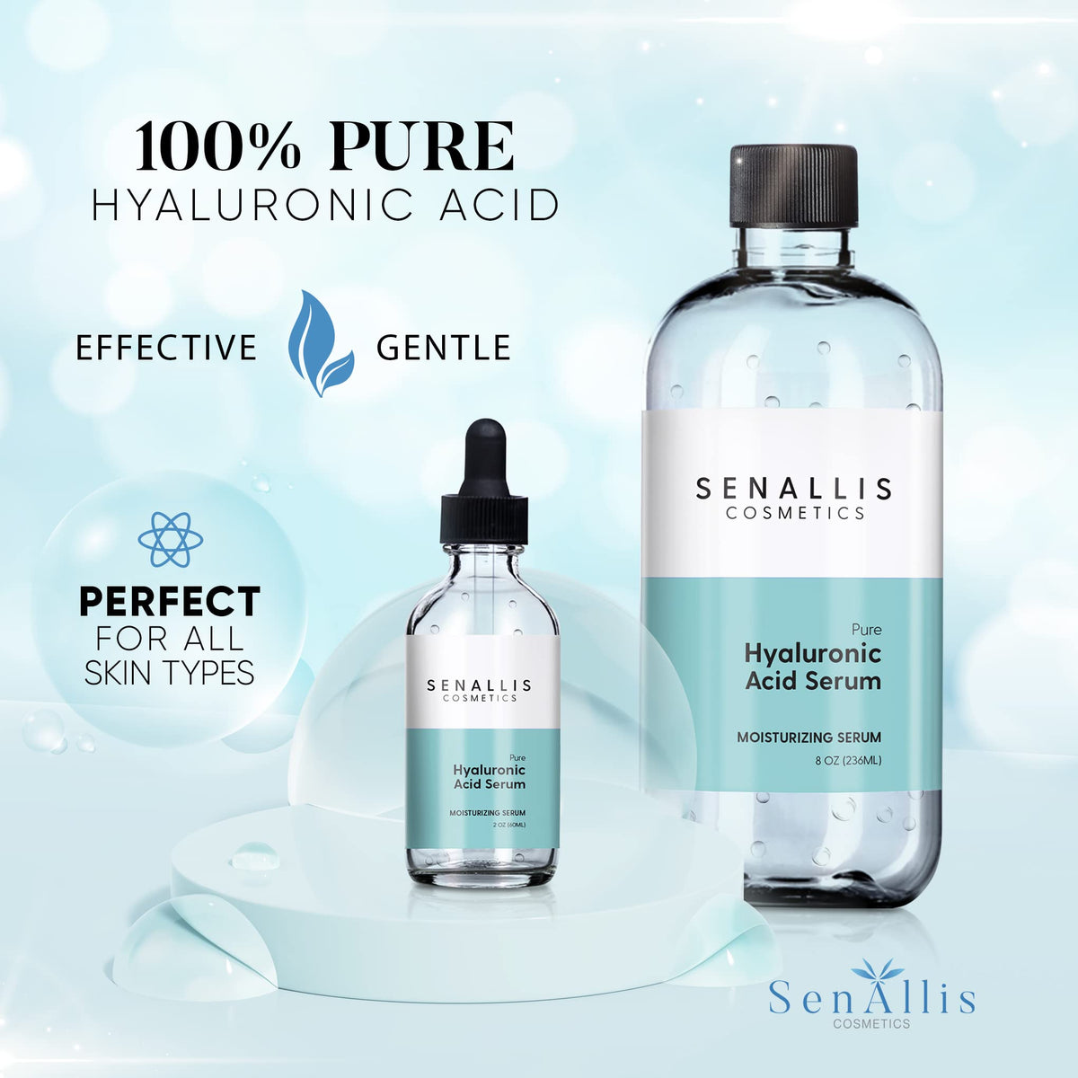 SenAllis pump dispenser close-up illustrating easy, mess-free product dispensing