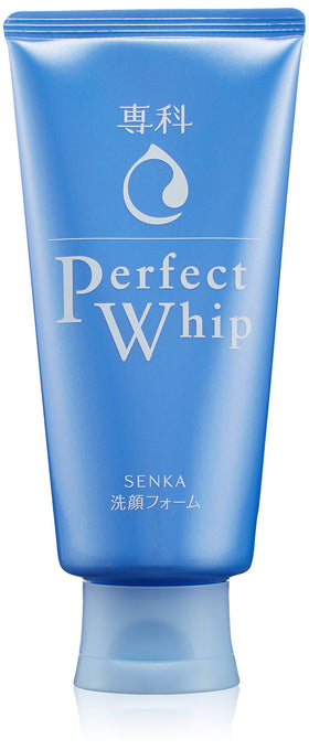 Senka Perfect Whip front tube showing label and 120g size, clear product identity and portability