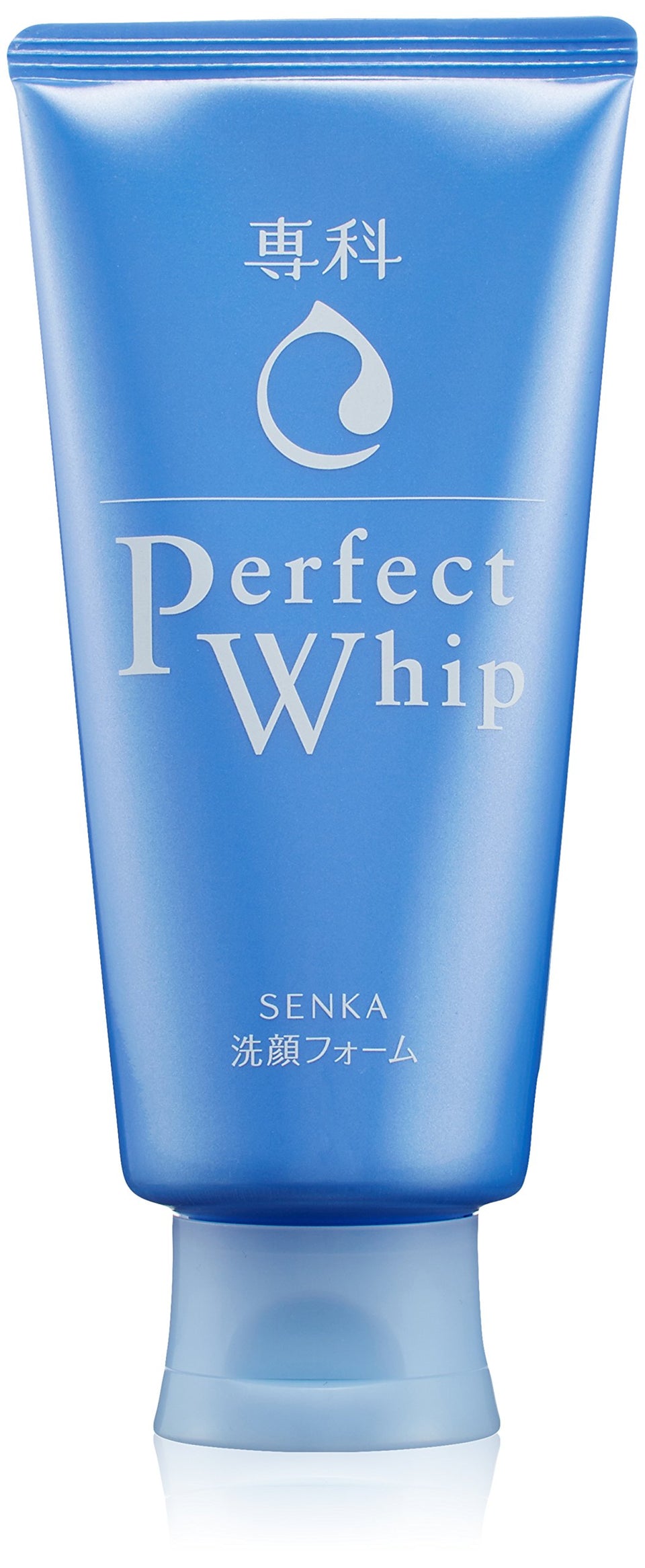 Senka Perfect Whip front tube showing label and 120g size, clear product identity and portability
