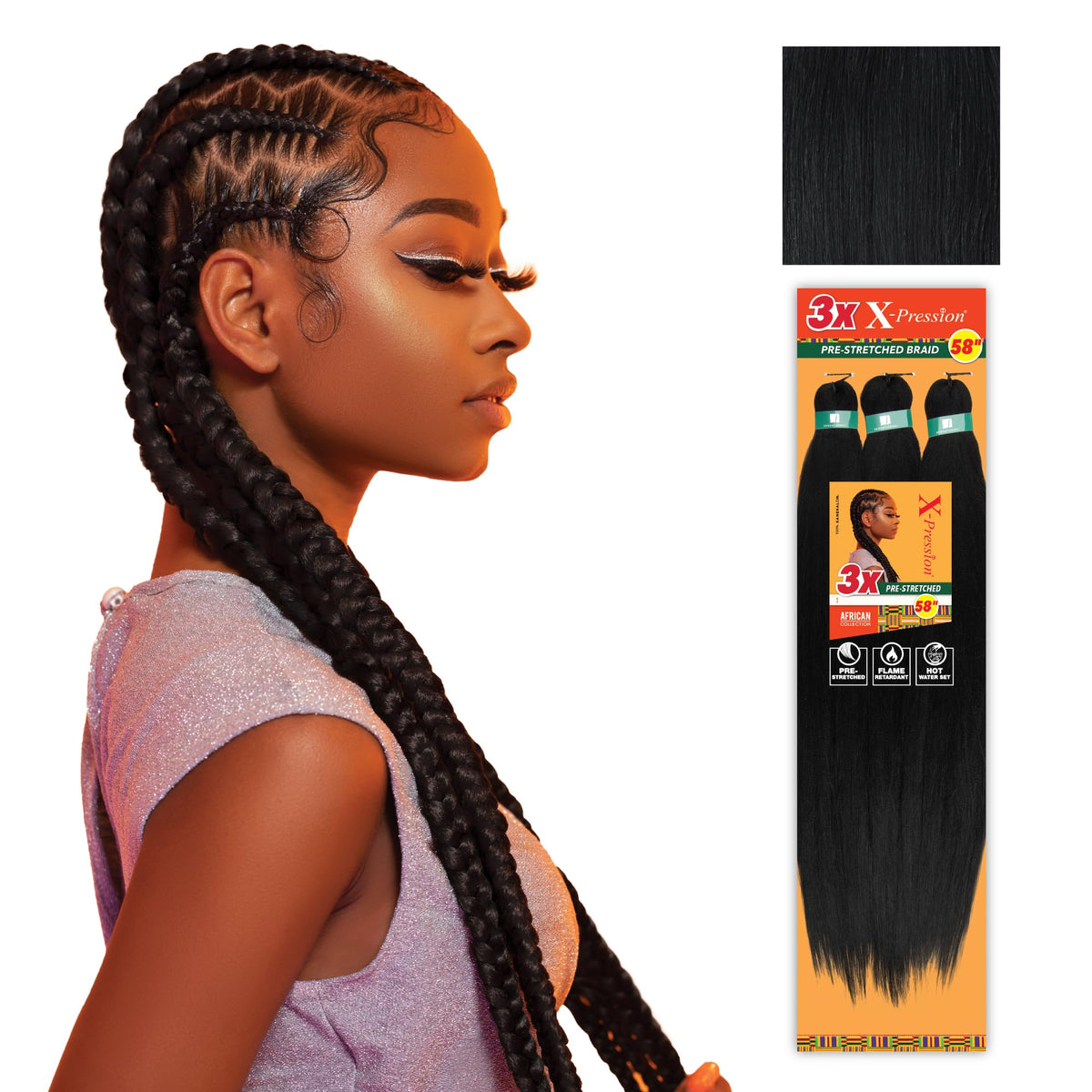 sensationnel front packaging in jet black shows ready-to-braid convenience