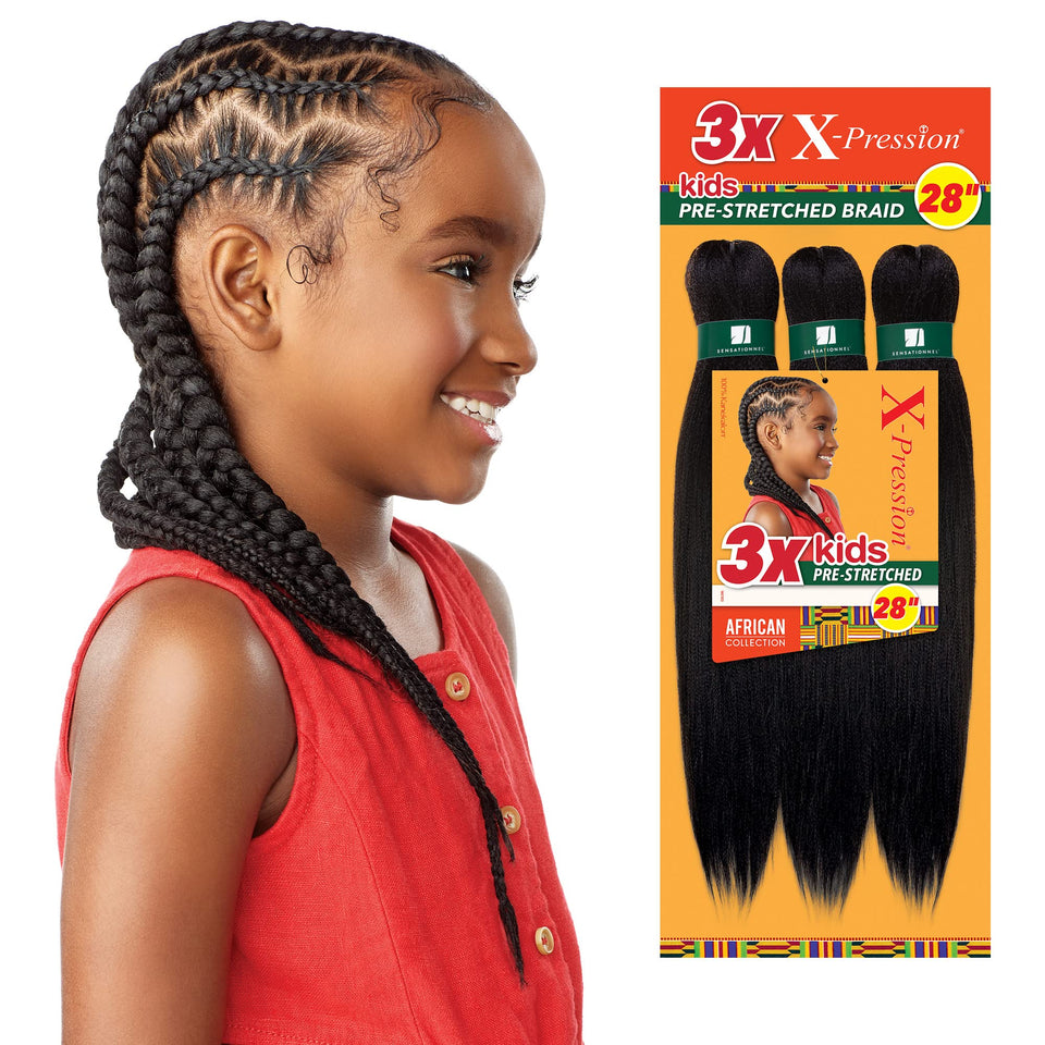 Sensationnel jetblack pack front showing pre-stretched braids for quick installs