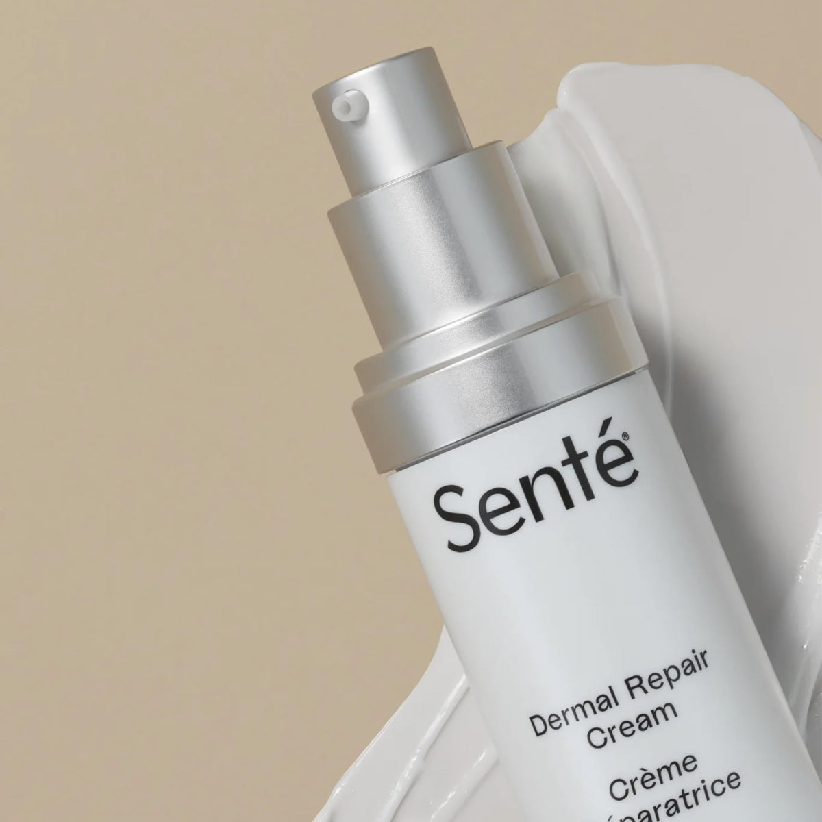 Bathroom counter scene with Senté cream in routine to promote everyday skincare ease