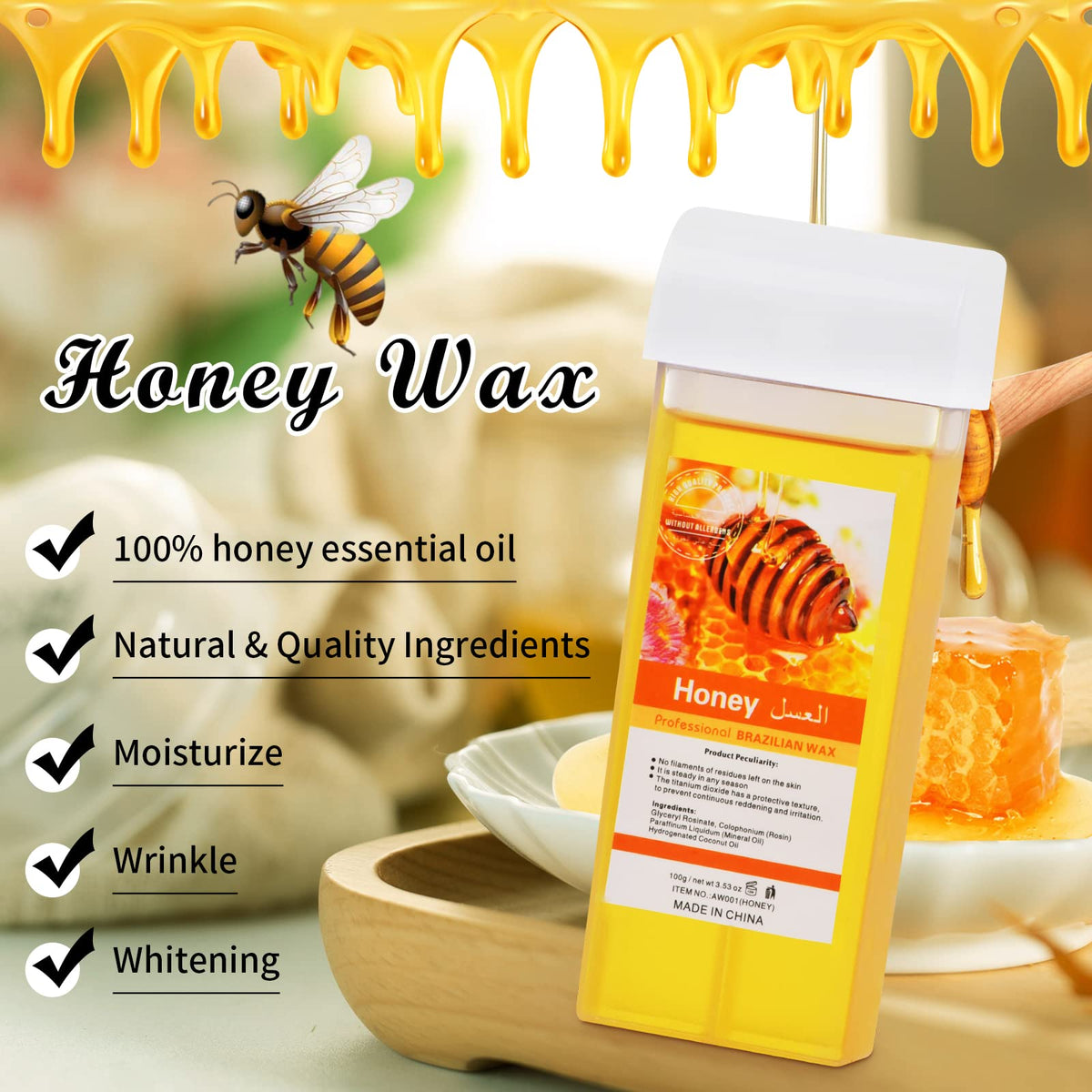 Seopri warm wax texture pouring to show honey-infused consistency benefit
