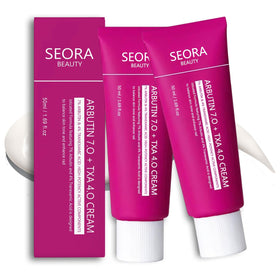 Seora Beauty front jar showing packaging and ready-to-use cream for travel