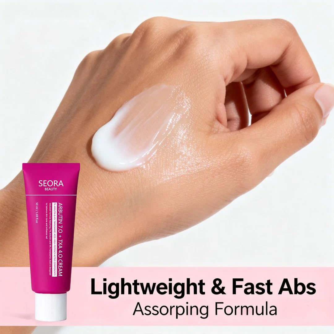 Seora Beauty tube open with product dispensed, illustrates easy application