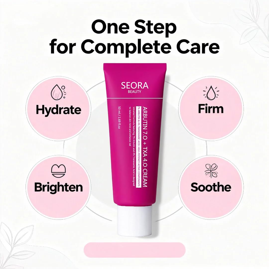 Seora Beauty tube in hand for scale, shows compact 50 ml travel-friendly size