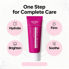 Seora Beauty tube in hand for scale, shows compact 50 ml travel-friendly size