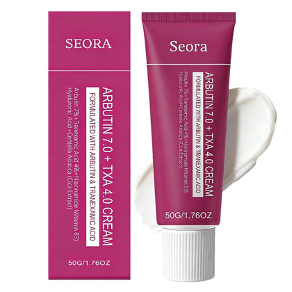 Seora Cream front jar view showing sleek packaging and product clarity benefit