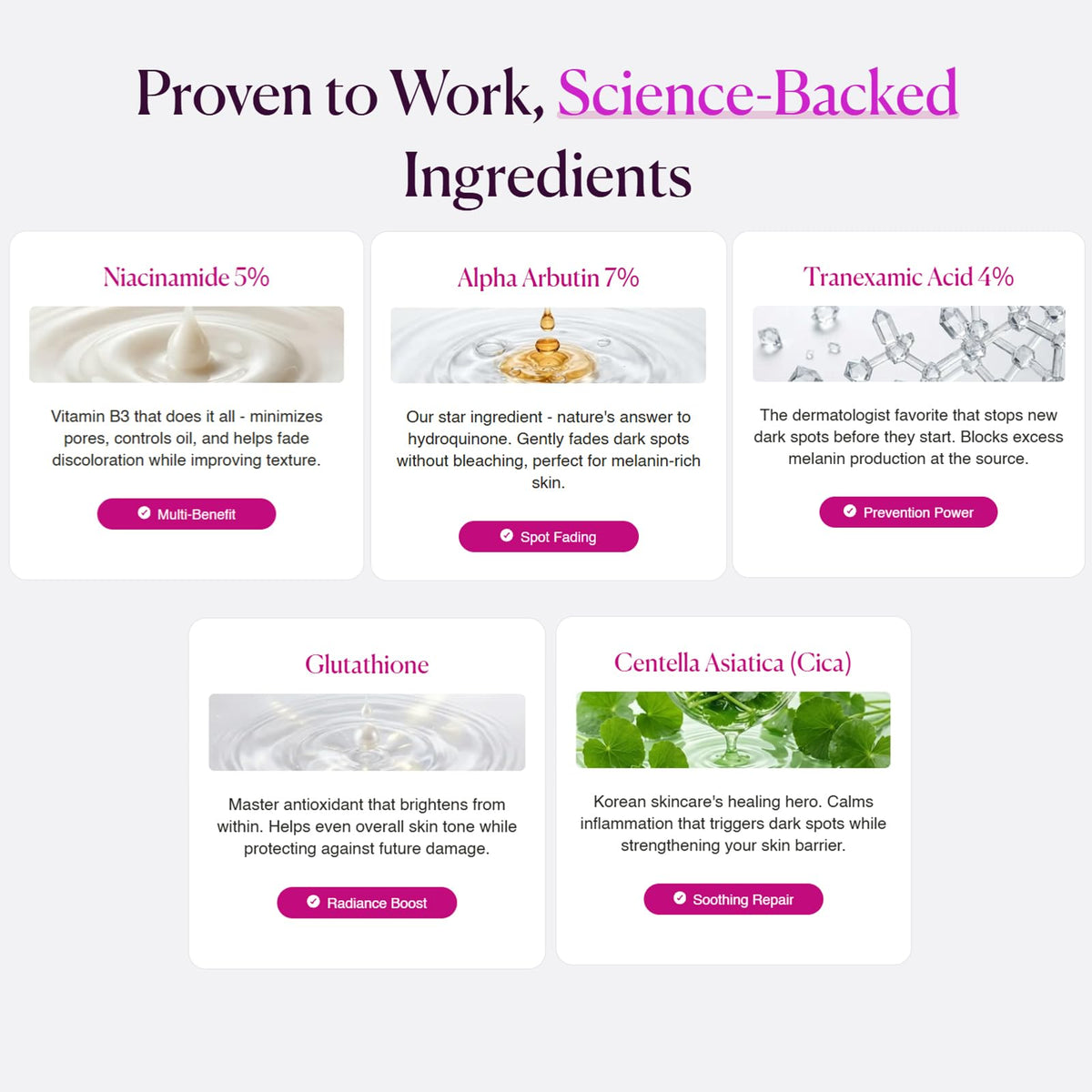 Seora Korean ingredient focus on arbutin bottle highlighting brightening benefit