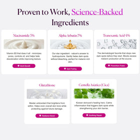 Seora Korean ingredient focus on arbutin bottle highlighting brightening benefit