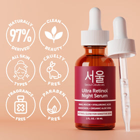 SeoulCeuticals 1% retinol liposome label detail highlighting stabilized vitamin A derivative benefit