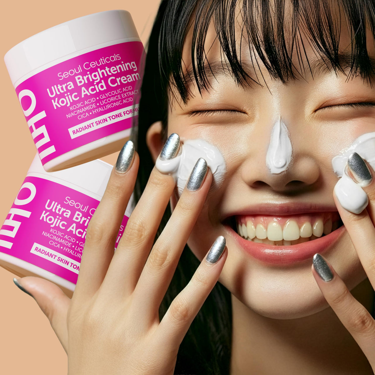 SeoulCeuticals ingredient graphic highlighting niacinamide and hyaluronic benefits