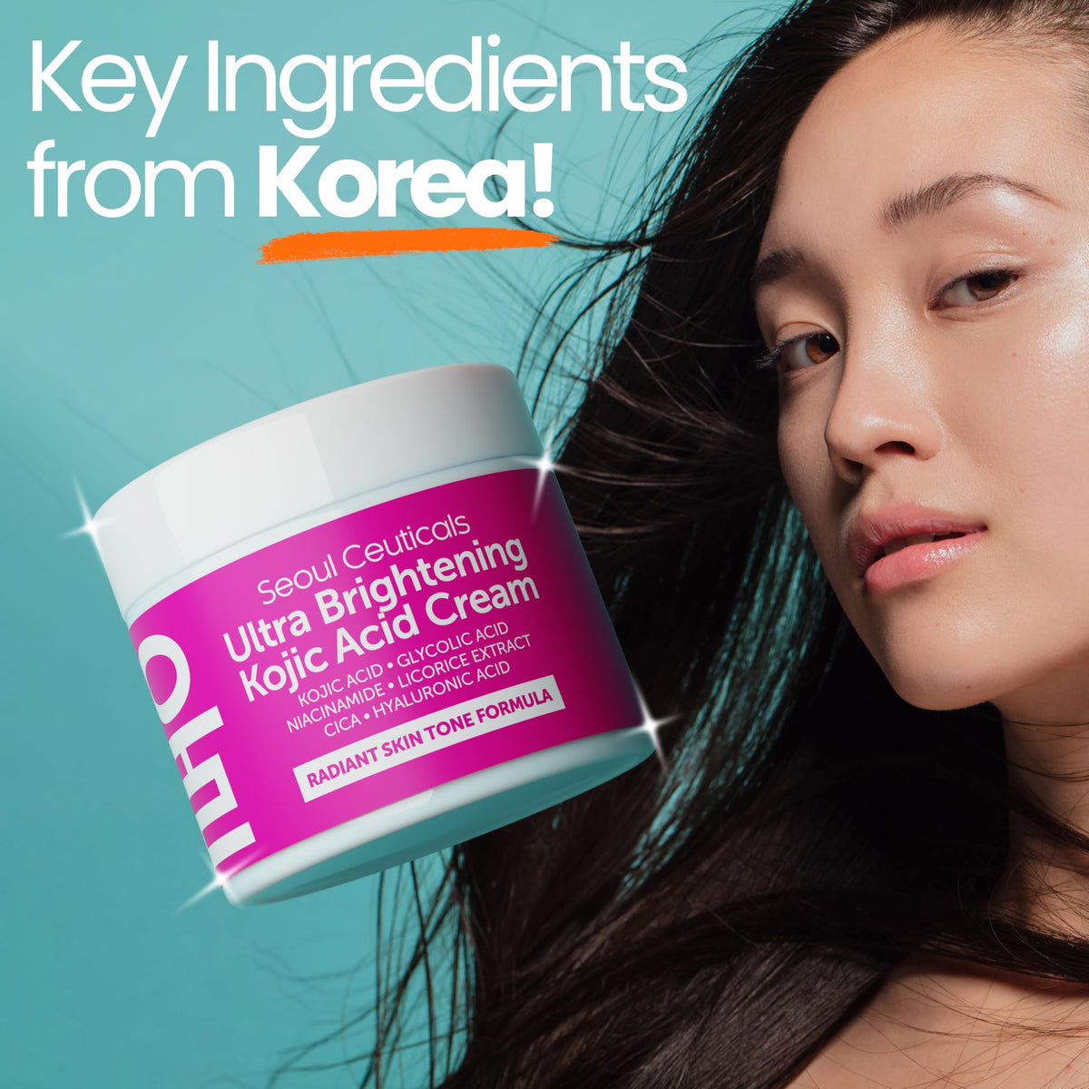 SeoulCeuticals conceptual before and after graphic showing reduced dark spots