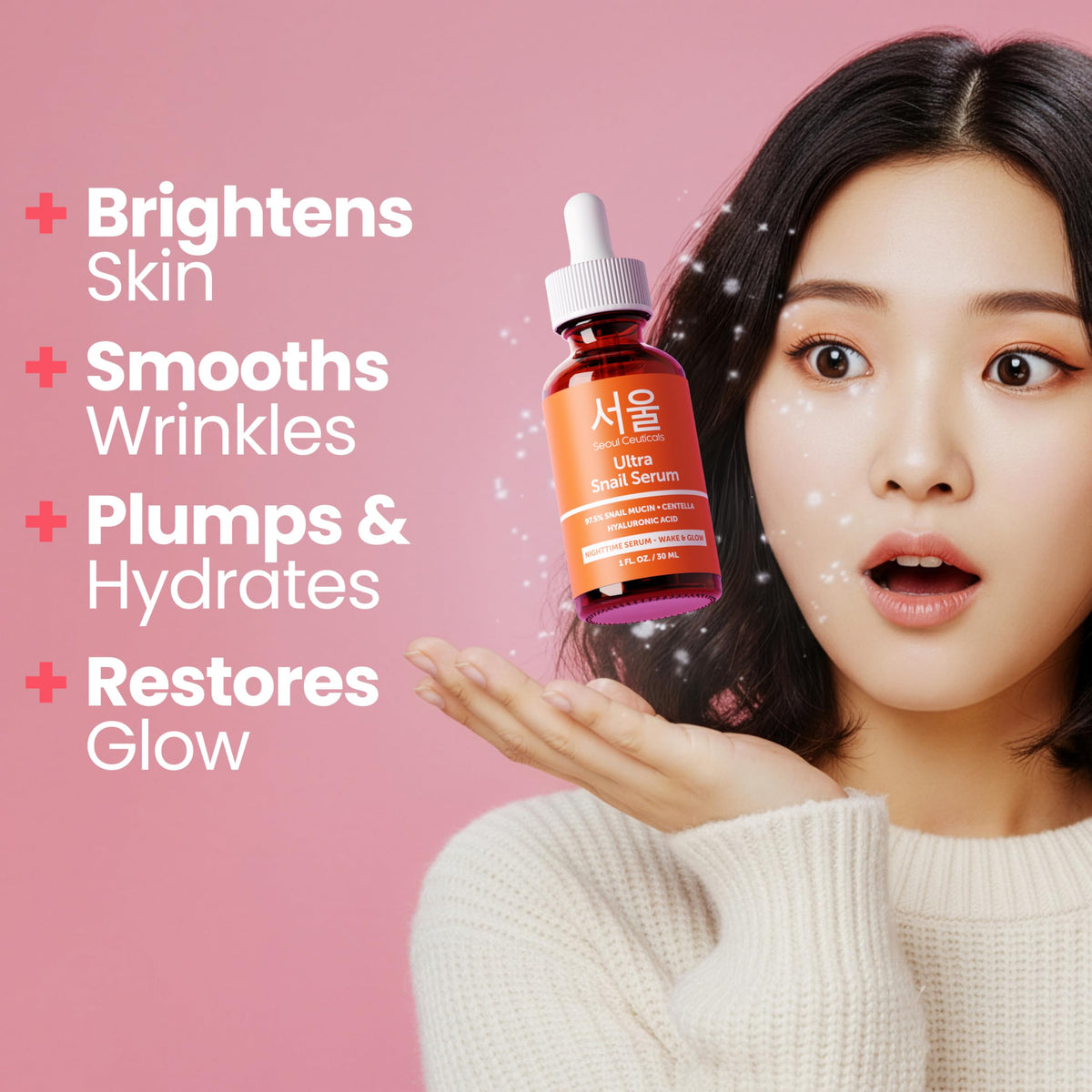 SeoulCeuticals dropper dispensing clear serum demonstrating precise, mess-free application