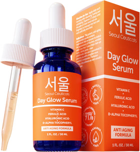 SeoulCeuticals front packaging showing serum bottle and clear benefit
