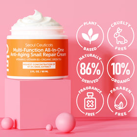SeoulCeuticals ingredient display with aloe jojoba shea benefits